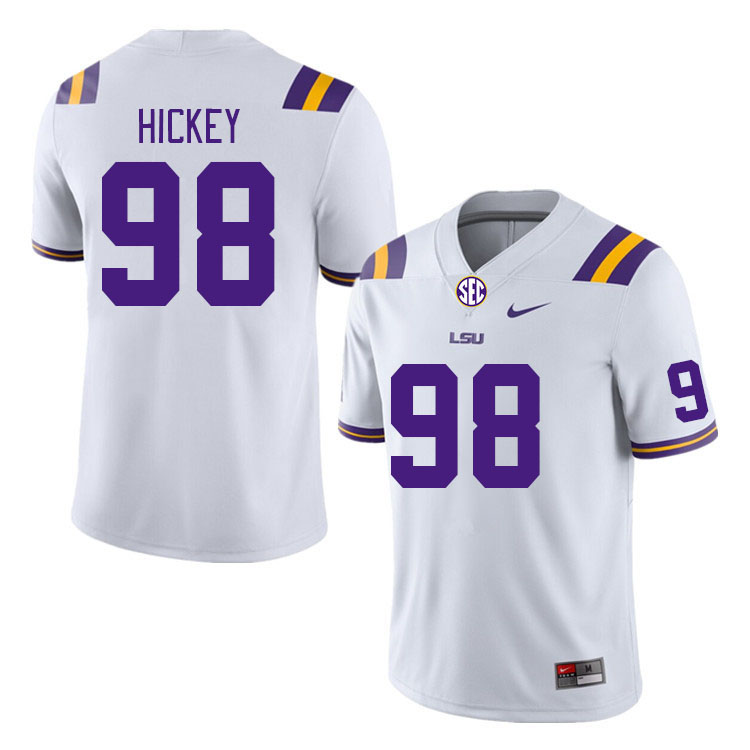 Men #98 Preston Hickey LSU Tigers College Football Jerseys Stitched-White